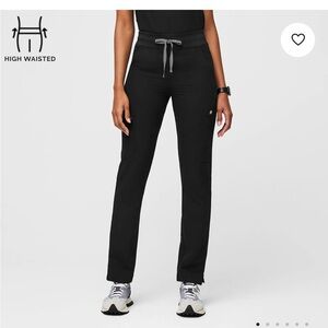 High Waisted tall Figs Black Straight Leg Women's Pants